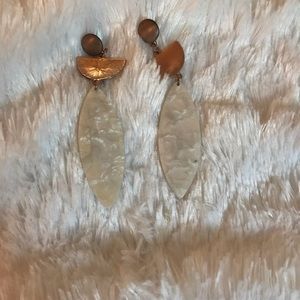 Pierced ivory long earings